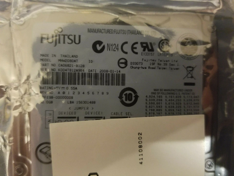 Fujitsu MHW2080AT Rev A 80GB CA06821-B128 SATA 2.5" HD - Image 2 of 2
