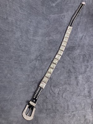 Nocona Belt Co Rhinestone Crystal Size 34 Leather Black  display picture 1