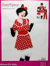 Miss Mouse Costume Quality Ladies 3 Pc Red/Wht Dress Bloomers  Belt M/L