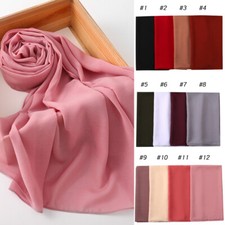 Muslim Women Scarves Plain Colors Long Headscarf Chiffon Shawls and Wraps Soft