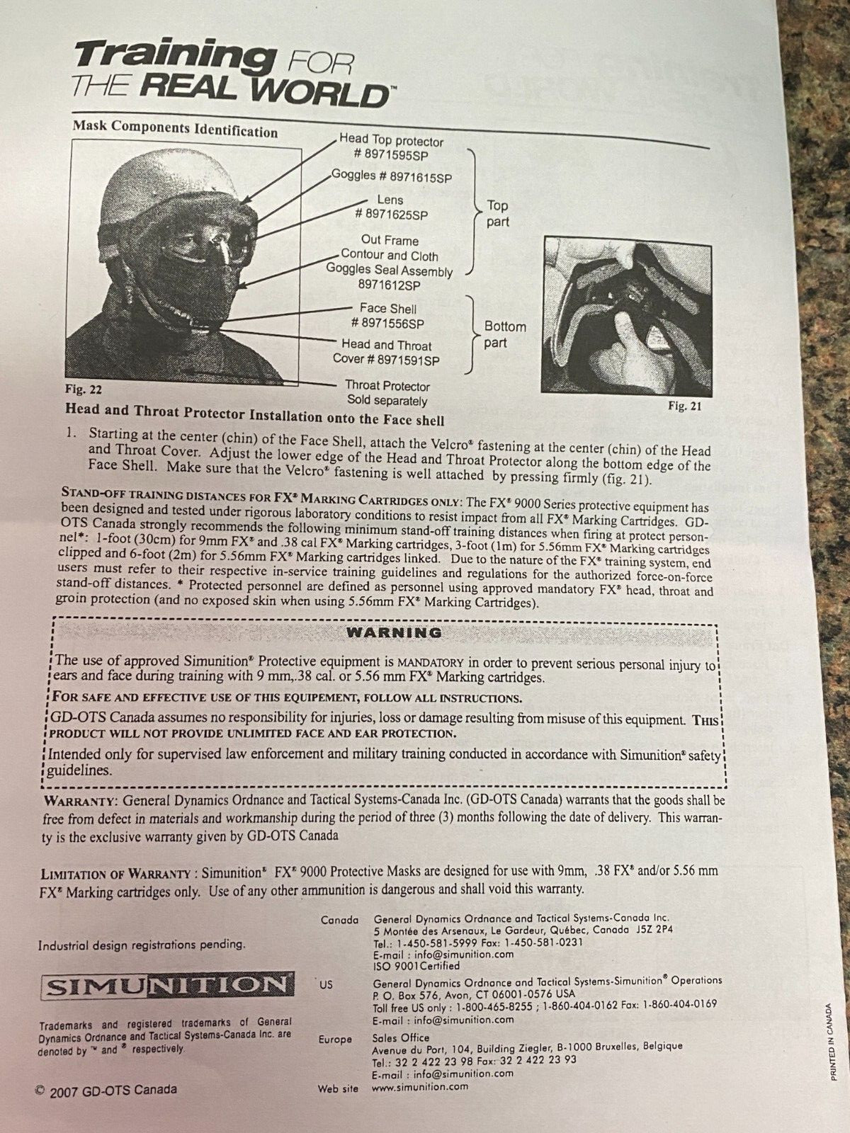 New Simunition FX 9000 Protective Mask  - Free Shipping