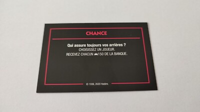 Glückskarte Sichert Ihren Rücken Spiel Monopoly Böse Verlierer Hasbro Gaming B77
