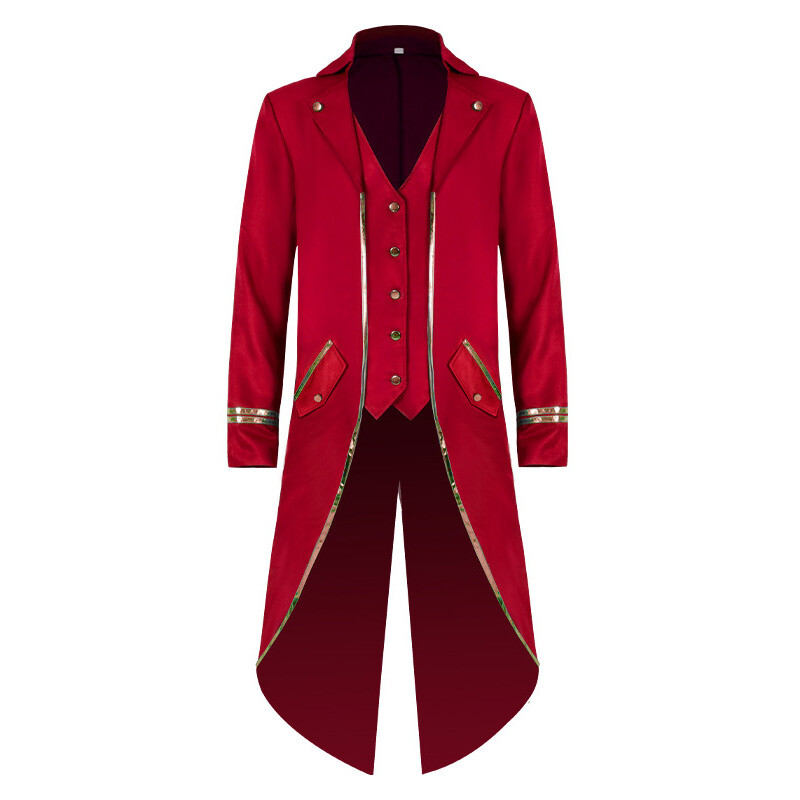 Veste Steampunk Homme en Jacquard, Manteau Medievale Homme Vintage,Blouson Gothique Homme Grande Taille Queue De Pie Retro Victorienne Carnaval Cosplay Halloween Costume Cour Renaissance FêTe Vestes