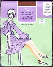 Size 9 - 10 Super pair VINTAGE NYLON STOCKINGS - ULTRA SHEER - Nude Heel  Toe