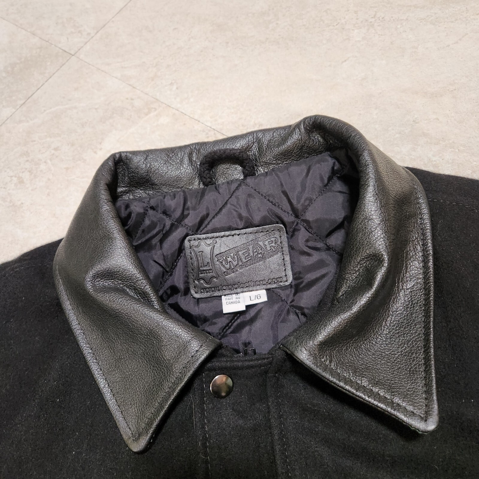 VTG Levy's Guitar Straps Mens L Large Wool Leather Black Bomber Varsity Jacket eBay