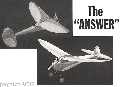 Model Airplane Plans (FF): 'The Answer' 44'' Class A/B old-timer by Gordon Murray