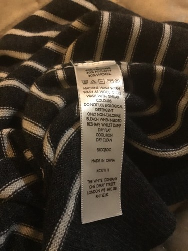 The White Company White Label UK 6 Striped Grey White Wool Blend Sweater Jumper - Picture 8 of 10