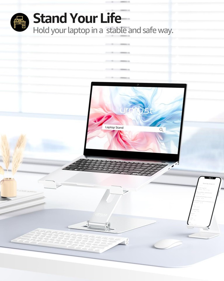 Urmust Adjustable Laptop Stand for Desk, Portable Laptop Riser