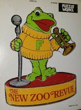 New Zoo Revue Freddie Board Tray Puzzle Works Vintage Trumpet 6 pc Preschool 3-5