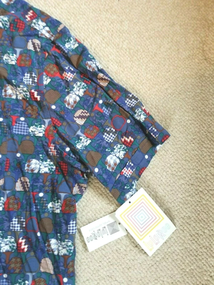 NWT Mens Shirt-LULAROE-multicolor "Micahel" 100% rayon buttondown ss-2XL - Image 3 of 4