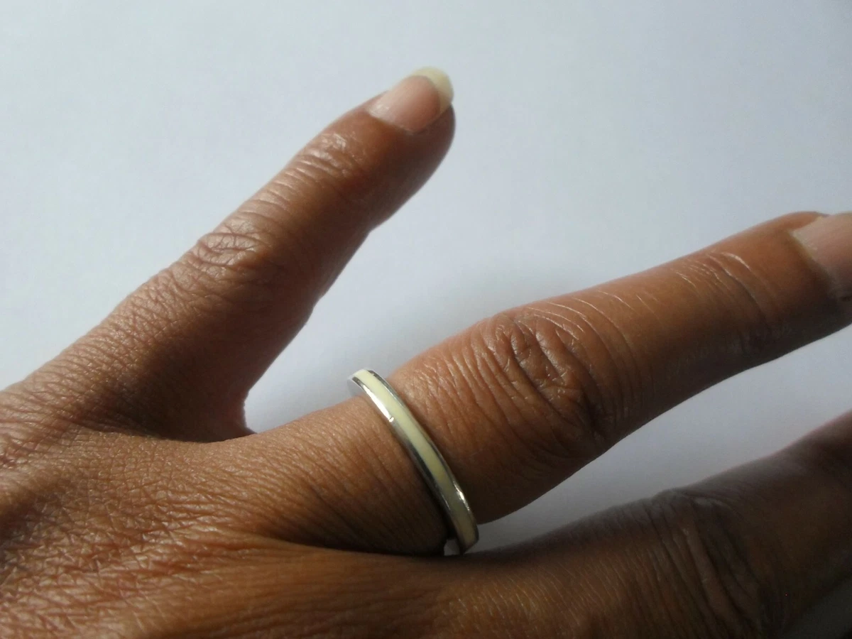 bague en argent massif anneau tour complet de couleur nacr blanc