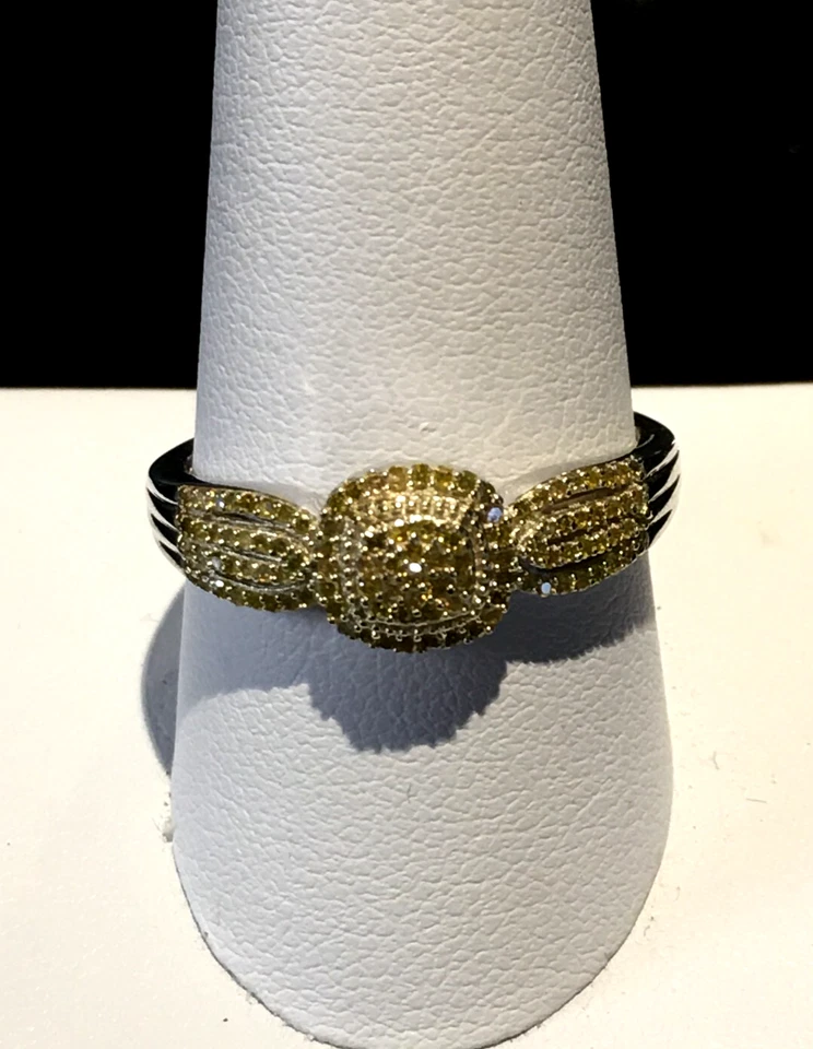 NWT YELLOW DIAMOND CLUSTER RING SIZE 10 (0.33 CTW) 925 STERLING SILVER - Image 3 of 4