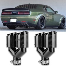 For Dodge Challenger 2008-2023 Dual 2.5 In 4 Out Quad Exhaust Tip Carbon Fiber