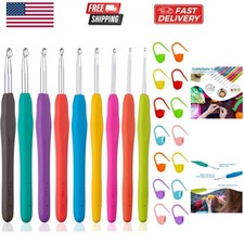 23 PCS Crochet Hooks, Ergonomic Handle Crochet Hooks Set for Arthritic Hands,...
