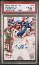 2020 Topps Holiday Bryce Harper Auto /20 PSA 10 Auto 10 POP 2