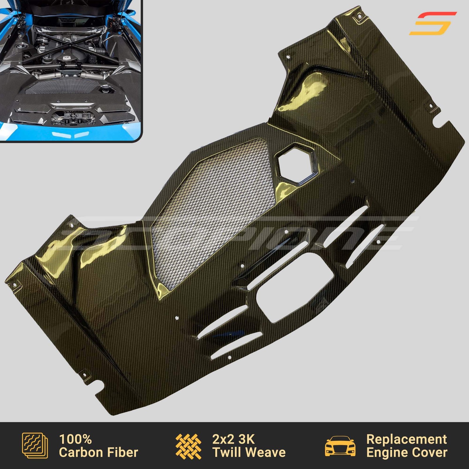 Scopione Carbon Fiber Engine Bay Covers Trim Kit for Lamborghini Aventador Coupe