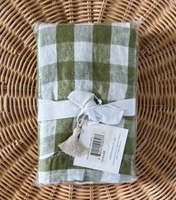 NEW Serena  Lily Hyannis Gingham Linen Euro Pillow Sham-Grove Green
