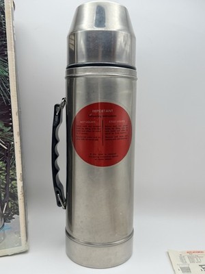 UNO-VAC Stainless Steel  Vacuum Flask Bottle Insulated Handle Twist Lid large 