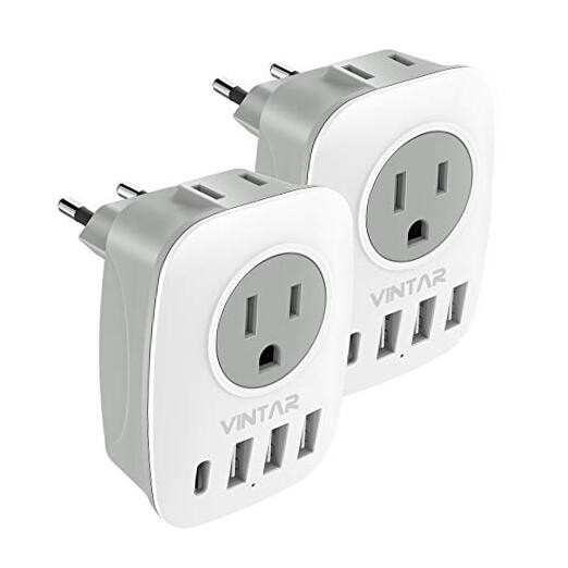 2 Pack European Travel Plug Adapter, VINTAR International Power Plug Adapter
