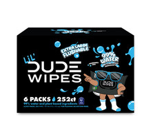 LiL' DUDE Flushable Wipes, Extra Large Fragrance Free Wet Wipes, 252 Count