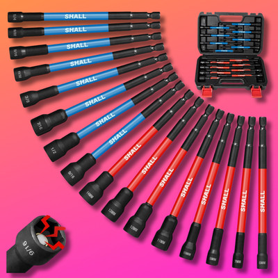 16PCS Magnetic Nut Driver Set - 6'' Long Nut Driver Set for Impact Drill