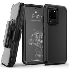 For Samsung Galaxy S20 Ultra S21 FE 5G Heavy Duty Case Kickstand Belt Clip Cover