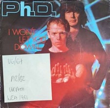 Ph.D. I Won't Let You Down Vinyl Record 7" VG/G+ K 79209 1981