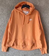 Nike Sportswear Club Fleece Hoodie Womens Sz Medium Orange Drawstring DV5645-871