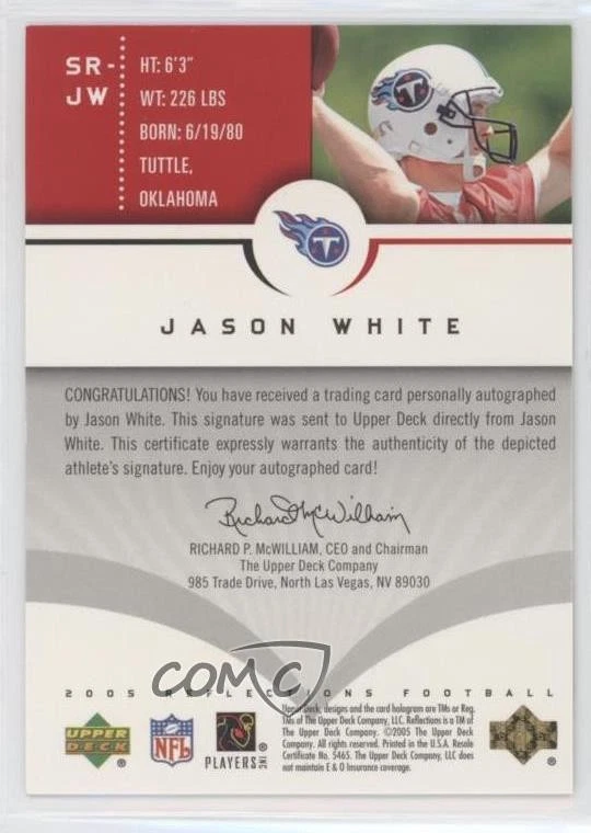 2005 Upper Deck Reflections Signature Jason White #SR-JW Rookie Auto RC - Image 2 of 2