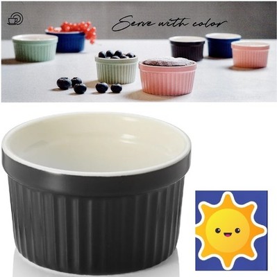6 x Ragout Fin Schale  Ø 9 cm Förmchen Creme Brulee Schälchen Schüssel schwarz