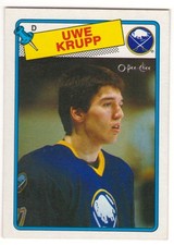 1988-89 O-PEE-CHEE # 220 UWE KRUPP RC - SABRES OPC HOCKEY  NICE AND NO CREASES !