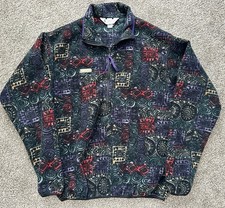 Vintage Columbia Geometric Quarter Zip Fleece Pullover Size Medium