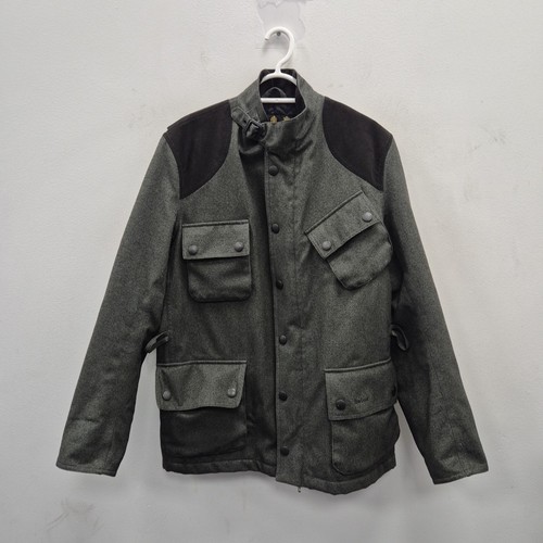 Barbour Berwick Herringbone Grey Waterproof Breathable Coat Jacket Size Large - Picture 1 of 10