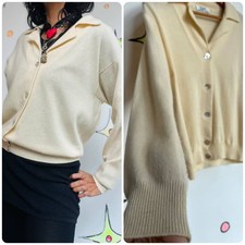 Vintage 1950s Beige Merino Wool  Cashmere Sweater   Cozy Classic Pinup Glam M/L