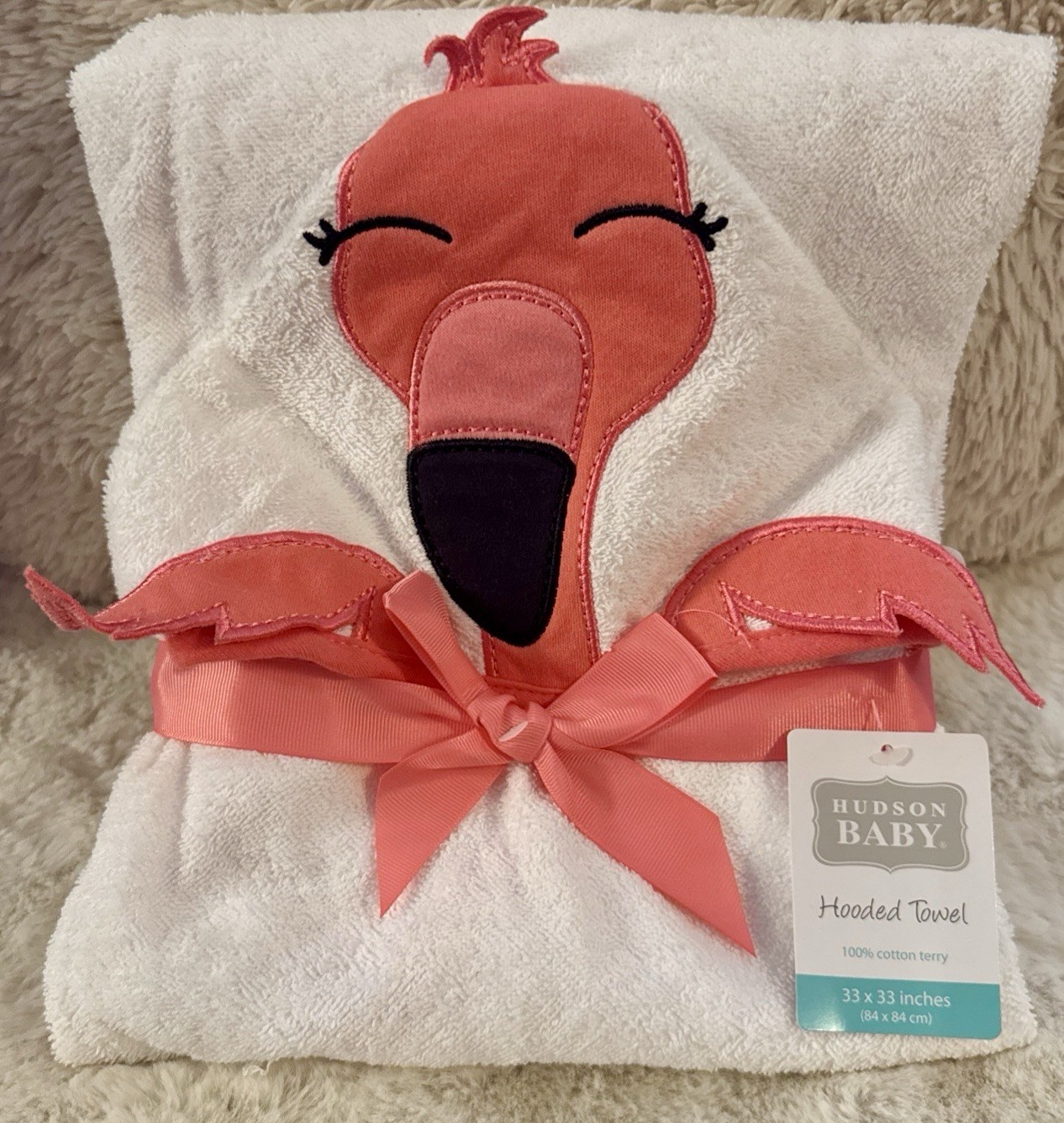 100% Cotton Flamingo 33 X 33 New W/tag