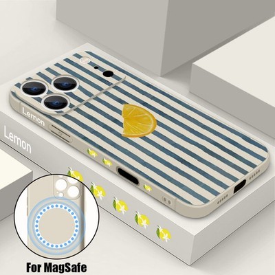Magsafe Hülle für iPhone 17 Pro Max 16 Air 15 14 13 12 11 Silikon Zitronenmuster