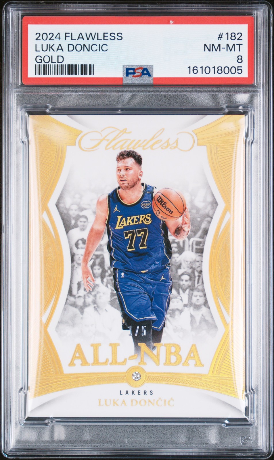 2024 PANINI FLAWLESS GOLD #182 LUKA DONCIC 1/5 PSA 8
