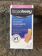 ScarAway Medical Grade Silicone Scar Sheets For C-Sections 4 Reusable Sheets