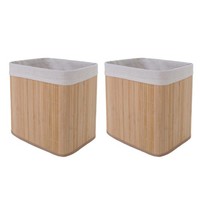 2Er-Set Aufbewahrungskorb MCW-C21, Korb Aufbewahrungsbox Bambus 33X33X23Cm Natur