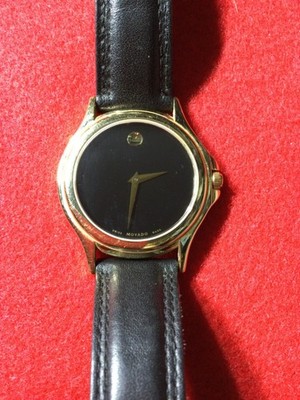 Movado Museum Watch  Unisex 35mm Black Dial Gold Tone Round 87 E4 0863