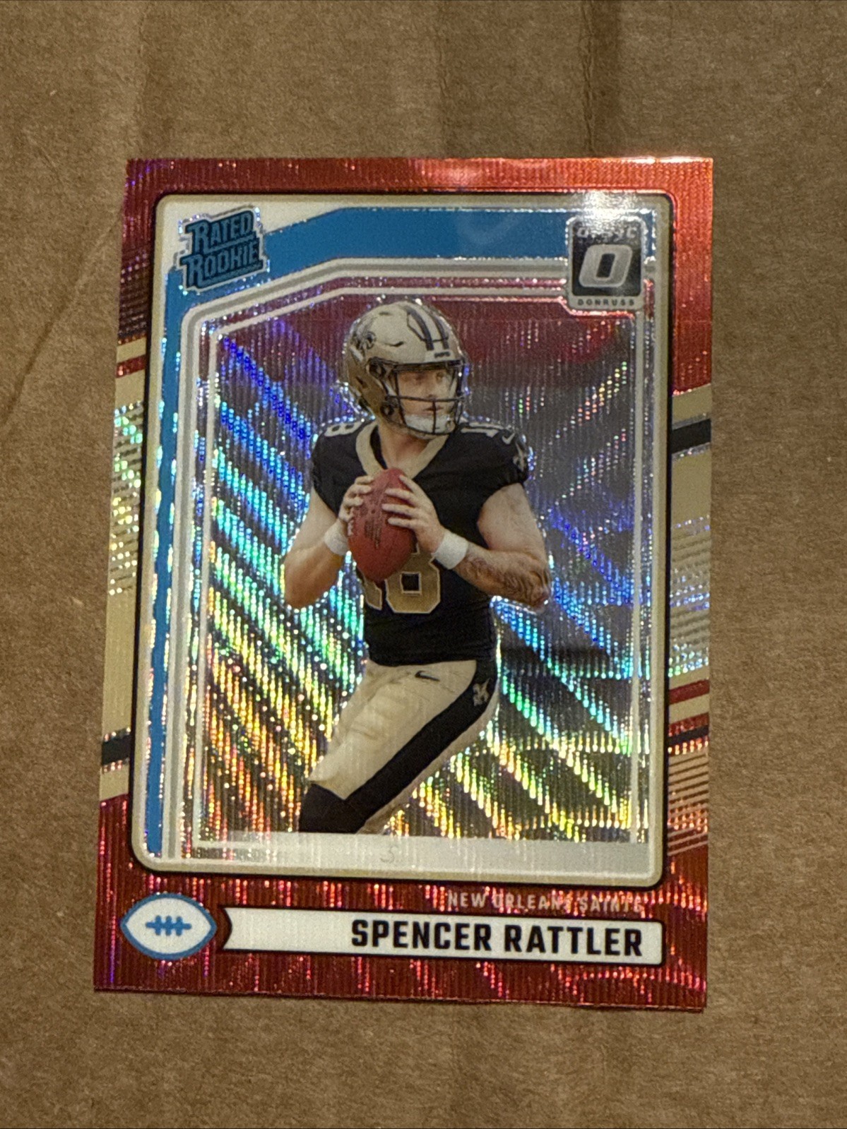 2024 Donruss Rated Rookie Spencer Rattler #359 Optic Preview Red Wave Prizm (RC)