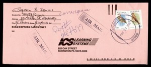 DR WHO 2000 GUYANA REGISTERED AIRMAIL BOURDA TO USA BIRD $30 R59869