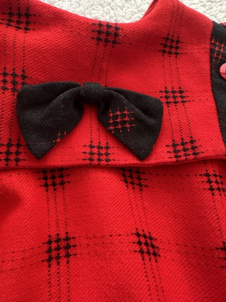 Vestido De Colección Rojo y Negro Tartán Cuadros Manga Larga Niñas Talla 5 Vacaciones de Navidad Foto 2 de 4