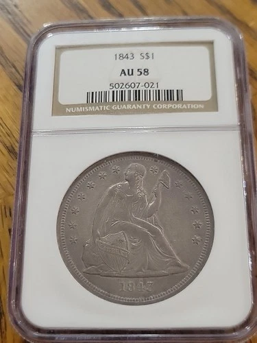 1843 Liberty Seated Dollar NGC AU58