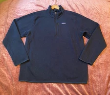 Patagonia Better Sweater 1/4 Zip Ribbed Fleece Navy Blue Pullover XL Corp Logo