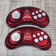 Lot Of 2 Hyperkin Retron 3 Wireless Red Controllers 2.4 GHz - Tested And Works