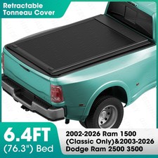6.4ft Retractable Tonneau Cover For 2002-26 Ram 1500 03-26 Dodge Ram 2500 3500