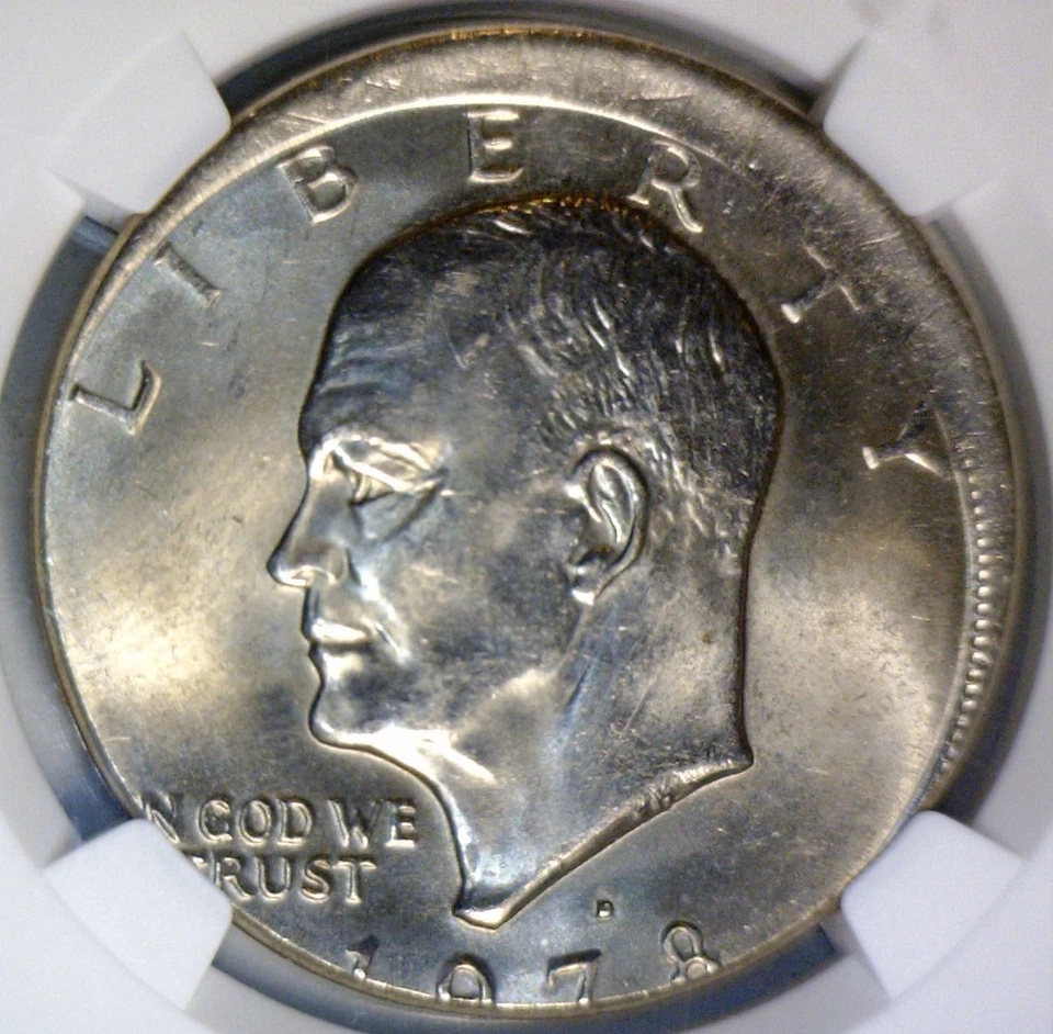 1978d ERROR NGC MS62 OFF CENTER Eisenhower Dollar $1 Coin NICE BU ++ O/C Ike NR - Image 3 of 4