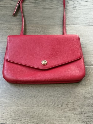 Talbots Red Crossbody Gold Hardware featuring Gold Knot snap closure