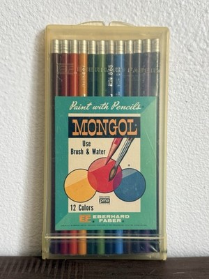 Vintage Eberhard Faber Mongol 741 Paint w Pencils Set 12 NIB NOS Brass Ferrules